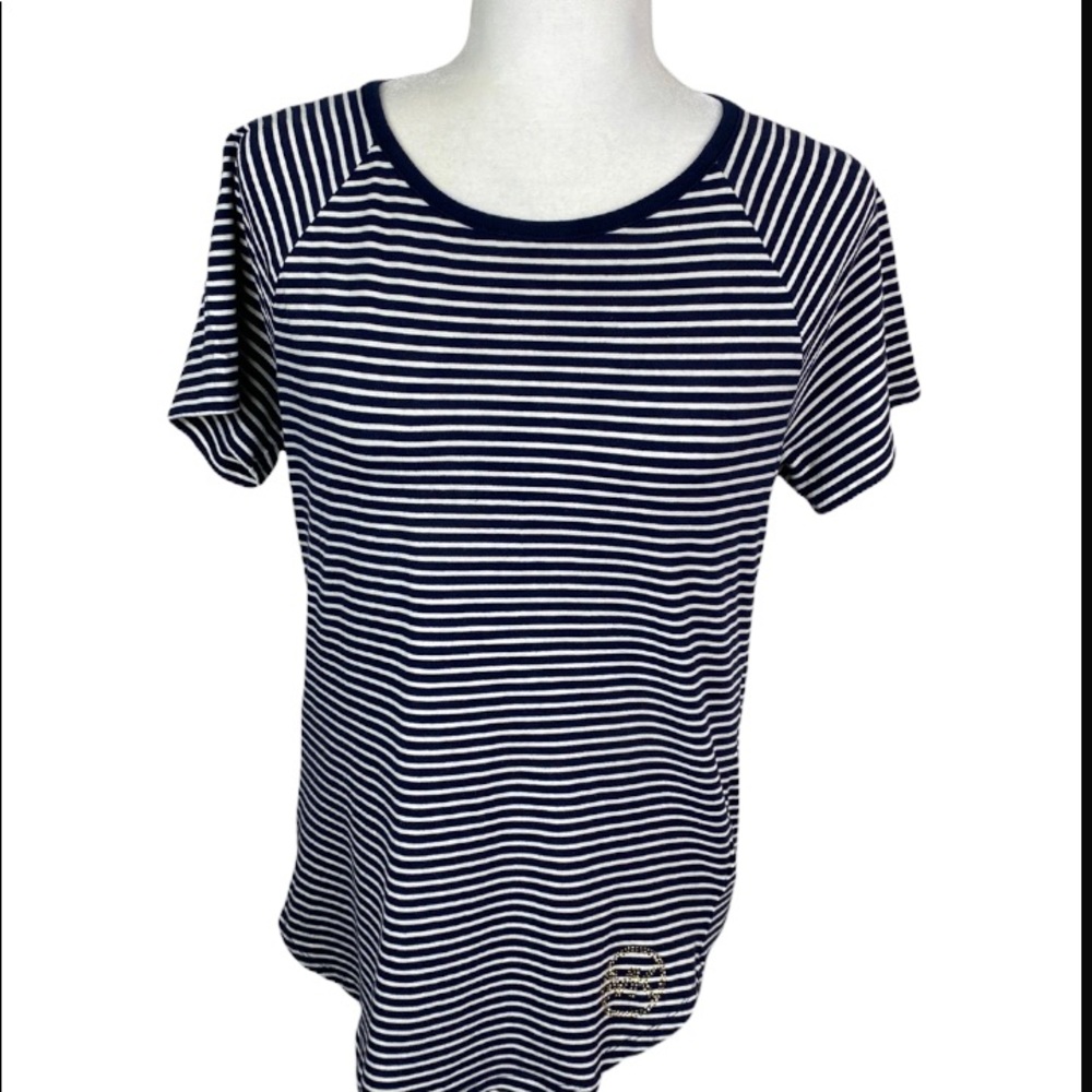 MICHAEL KORS STRIP SHORT SLEEVE TOP